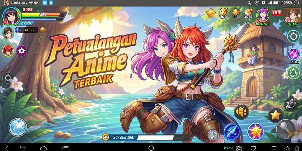 Tampilan gameplay menawan dalam dunia Anime yang megah.