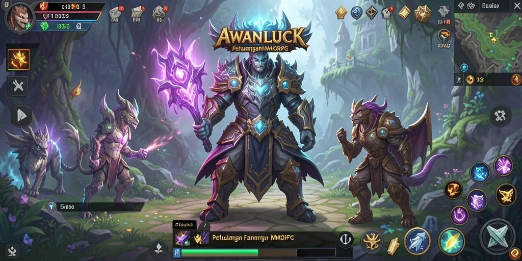 Gameplay seru AWANLUCK dalam dunia MMORPG yang luas.