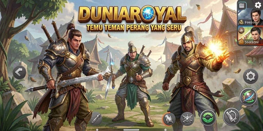 Screenshot gameplay DUNIAROYAL menunjukkan aksi tempur seru.