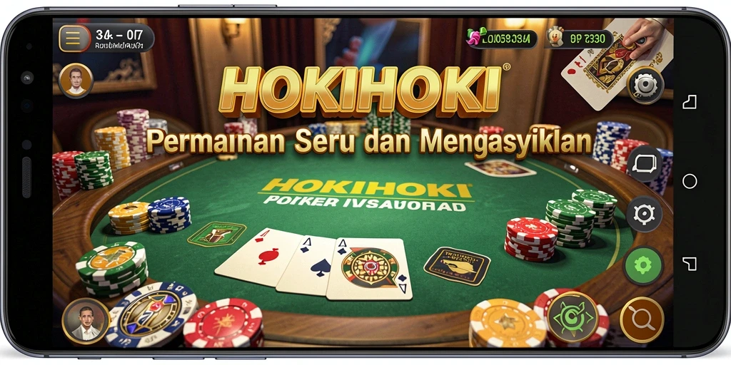 Tampilan gameplay mendebarkan dalam HOKIHOKI saat permainan poker berlangsung.
