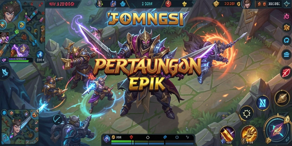 Screenshot J200M menampilkan aksi seru dalam pertarungan MOBA.