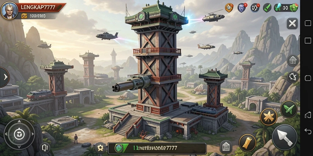 Tampilan menara pertahanan dalam aksi di <strong>LENGKAP777</strong>