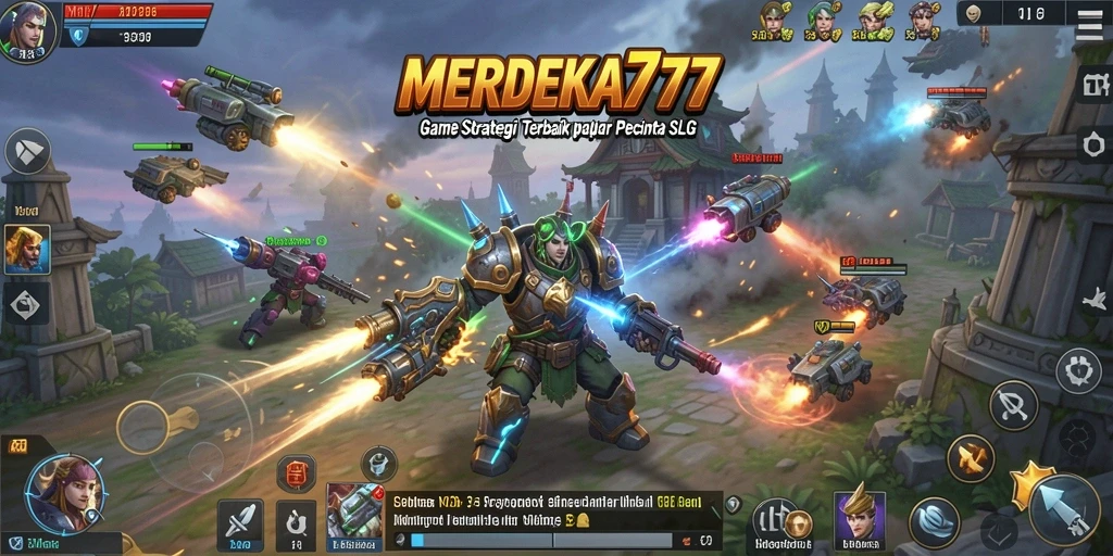 Screenshot dari gameplay <strong>MERDEKA777</strong> yang menampilkan pertempuran seru dalam SLG.