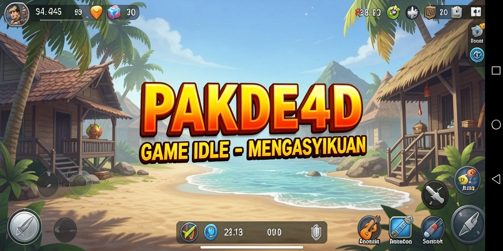 Tangkapan layar utama PAKDE4D menampilkan eksplorasi dunia gameplay Idle.