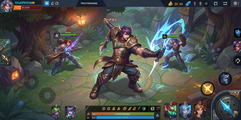 Tangkapan layar gameplay menampilkan pertarungan tim yang mendebarkan di RAJAPANDA88.