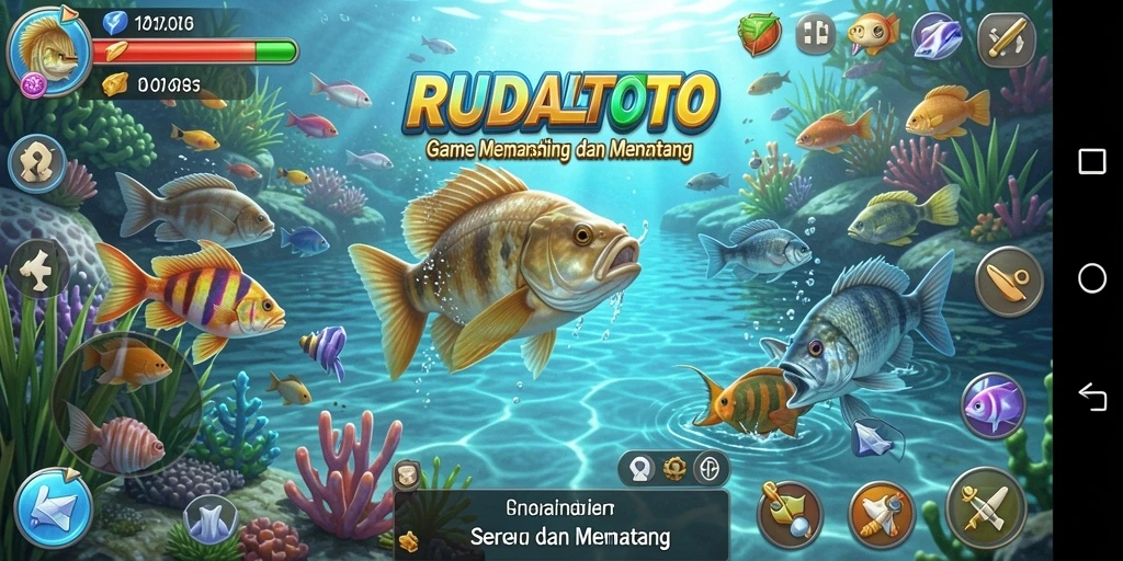 Tampilan gameplay yang mendebarkan di RUDALTOTO saat memancing.