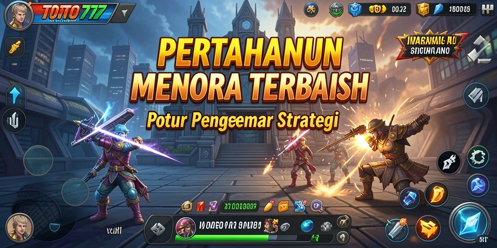 Screenshot TOTO777 menampilkan aksi seru dalam pertempuran Tower Defense.