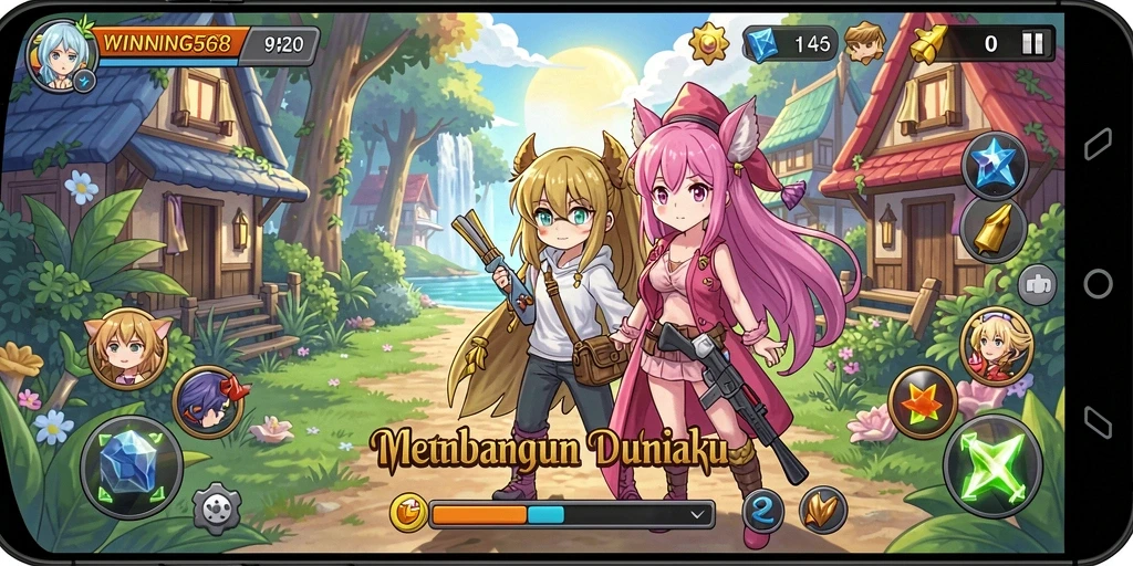 Gameplay seru dalam WINNING568 dengan karakter anime yang memukau.